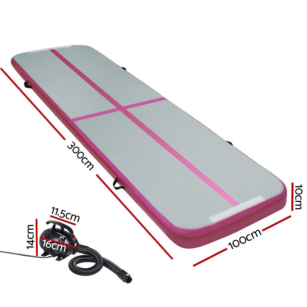 Everfit 3MX1M Inflatable Tumbling Mat with Pump Pink