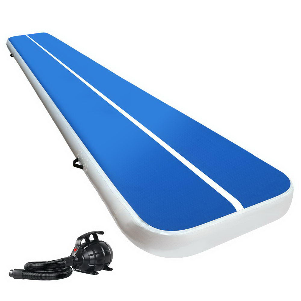 Everfit 5X1M Inflatable Air Track 20CM Thick Mat Blue + Pump