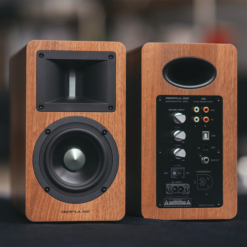 Airpulse A80 Active Bookshelf Speaker System - Walnut