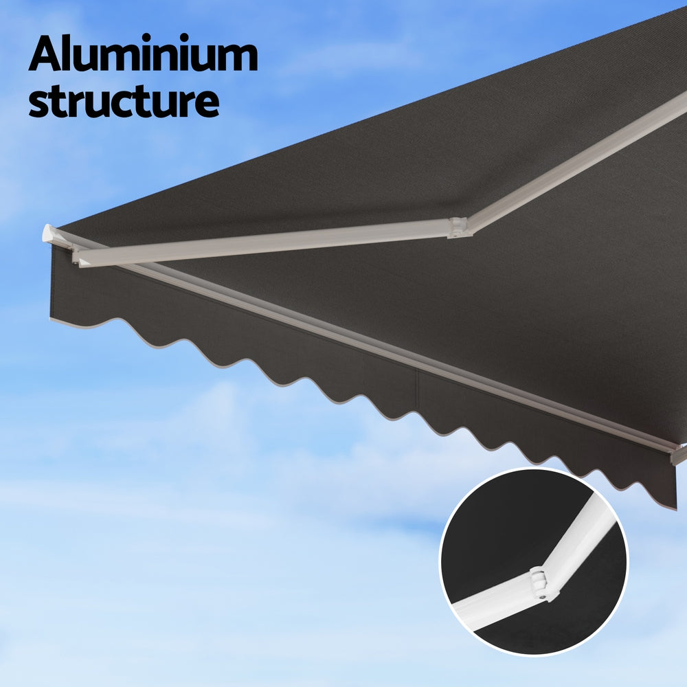 Instahut Retractable Folding Arm Awning 4Mx2.5M Grey