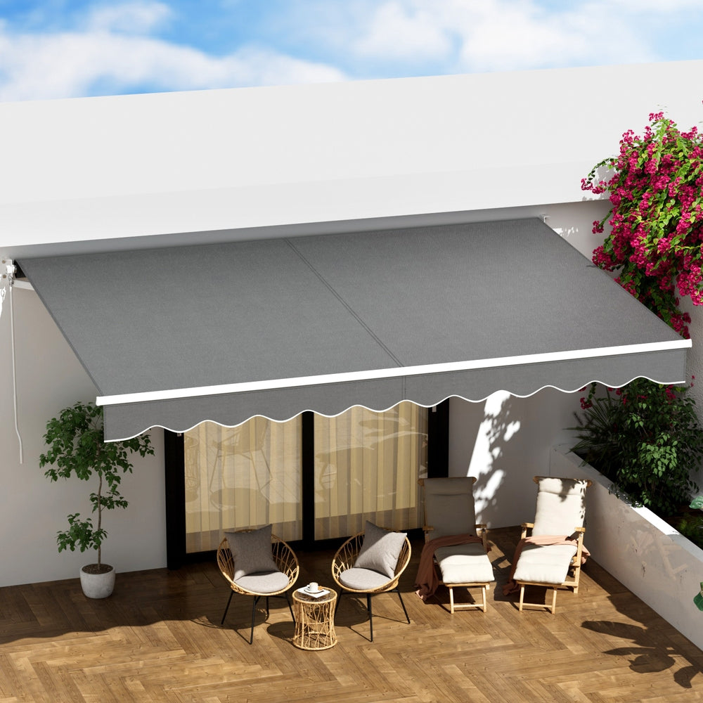 Instahut Retractable Folding Arm Awning 4Mx2.5M Grey