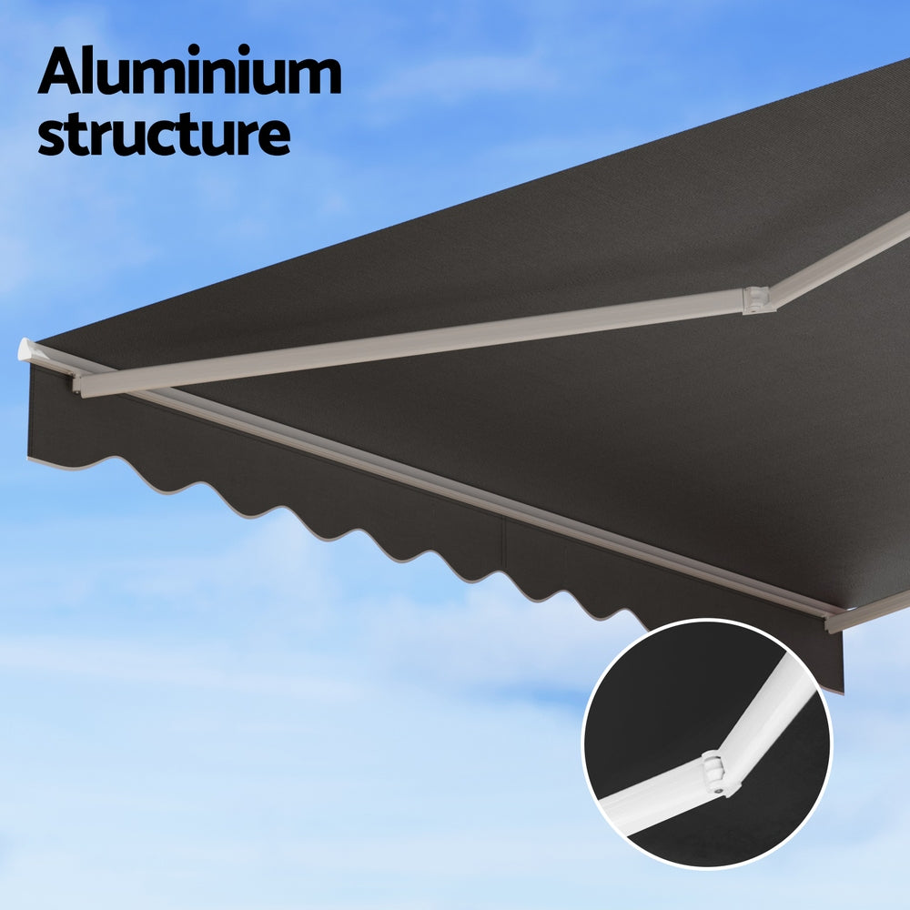 Instahut Retractable Folding Arm Awning 4Mx3M Grey