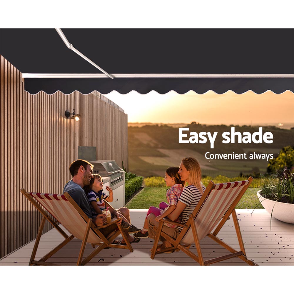 Instahut Grey Folding Arm Awning Canopy - 5 x 3M