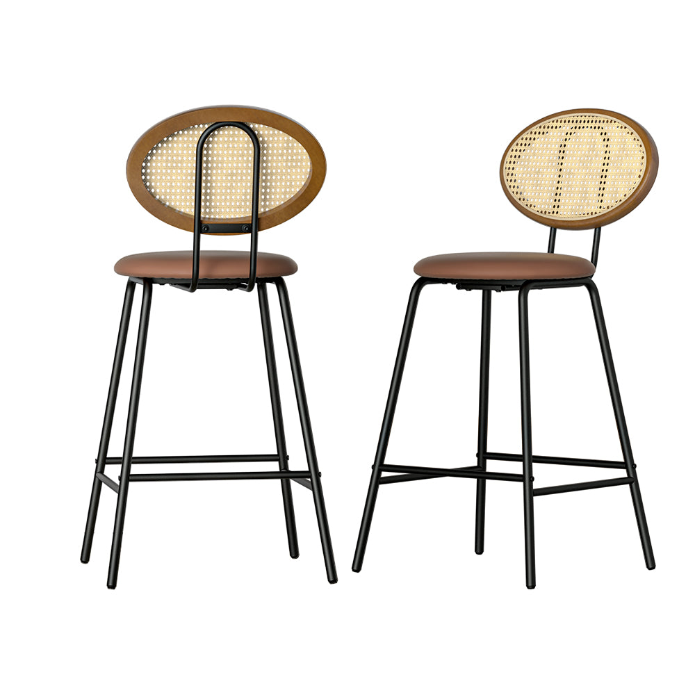 Artiss 2x Rattan Bar Stools Brown