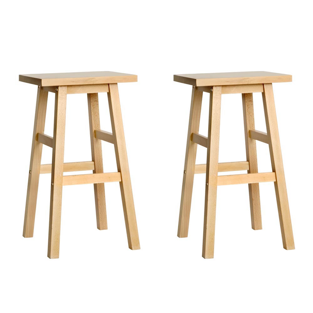 Artiss 2x Wooden Kitchen Bar Stools Nature