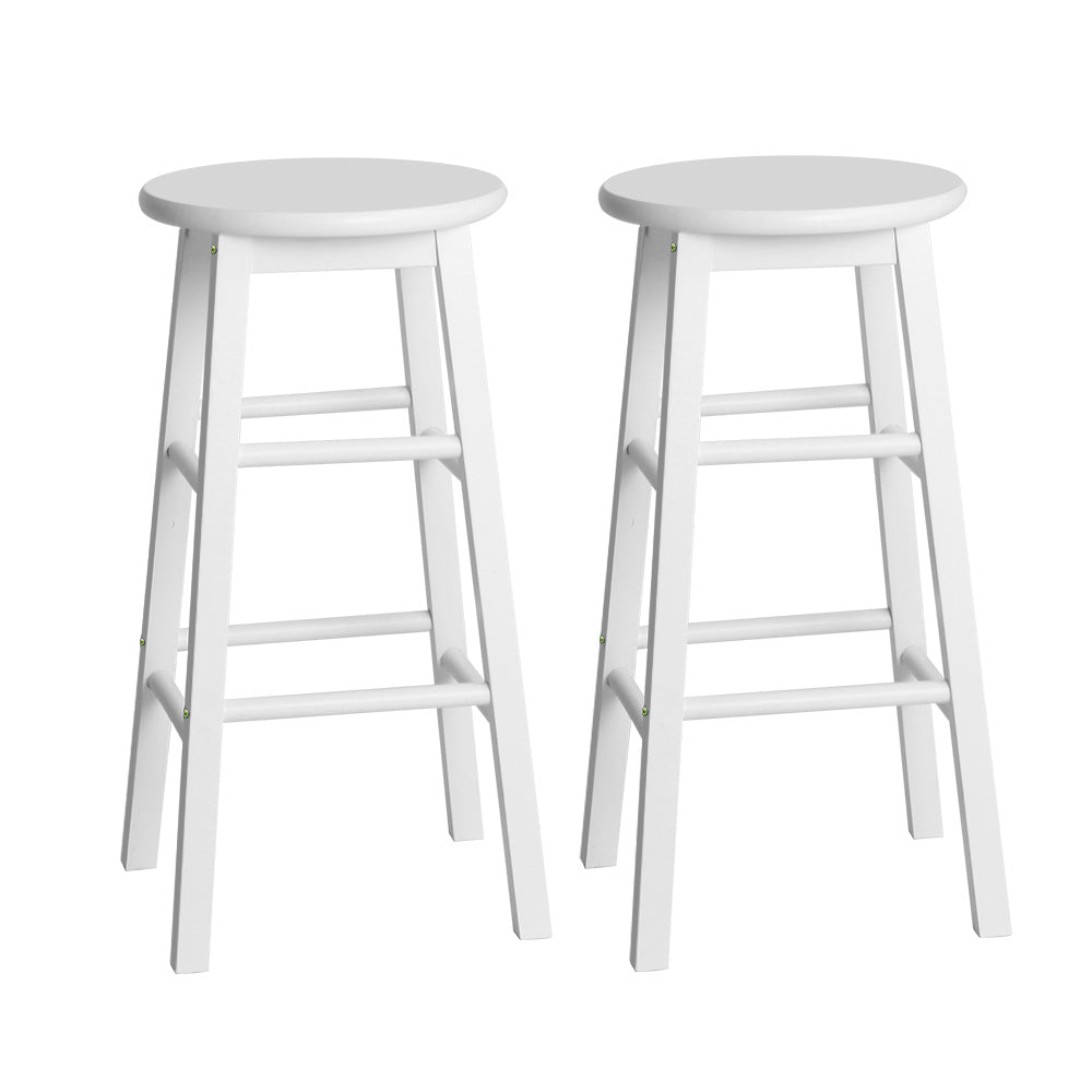 Artiss 2x Beech Wood Backless Bar Stools White