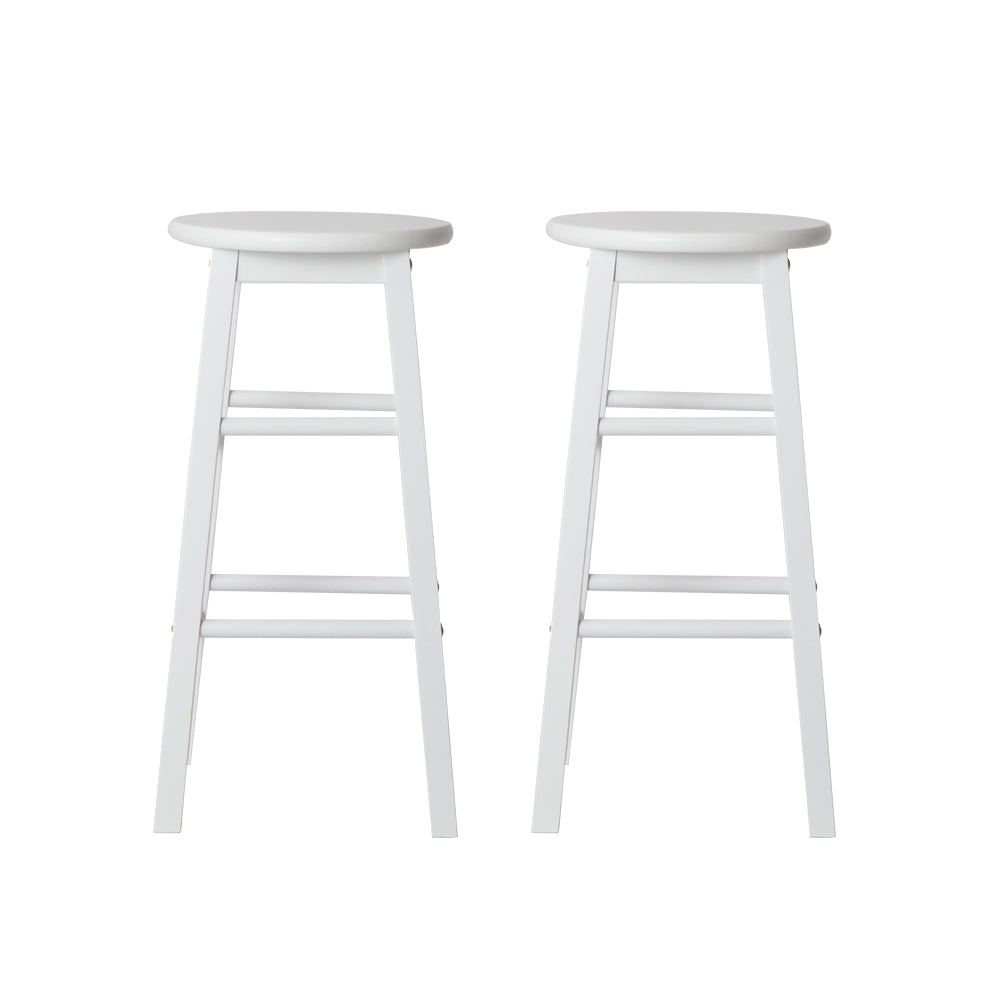 Artiss 2x Beech Wood Backless Bar Stools White