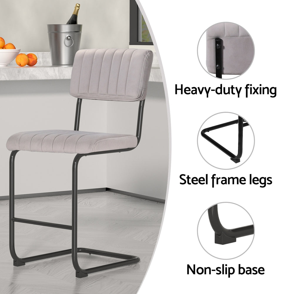 Artiss Velvet Bar Stool Grey x2