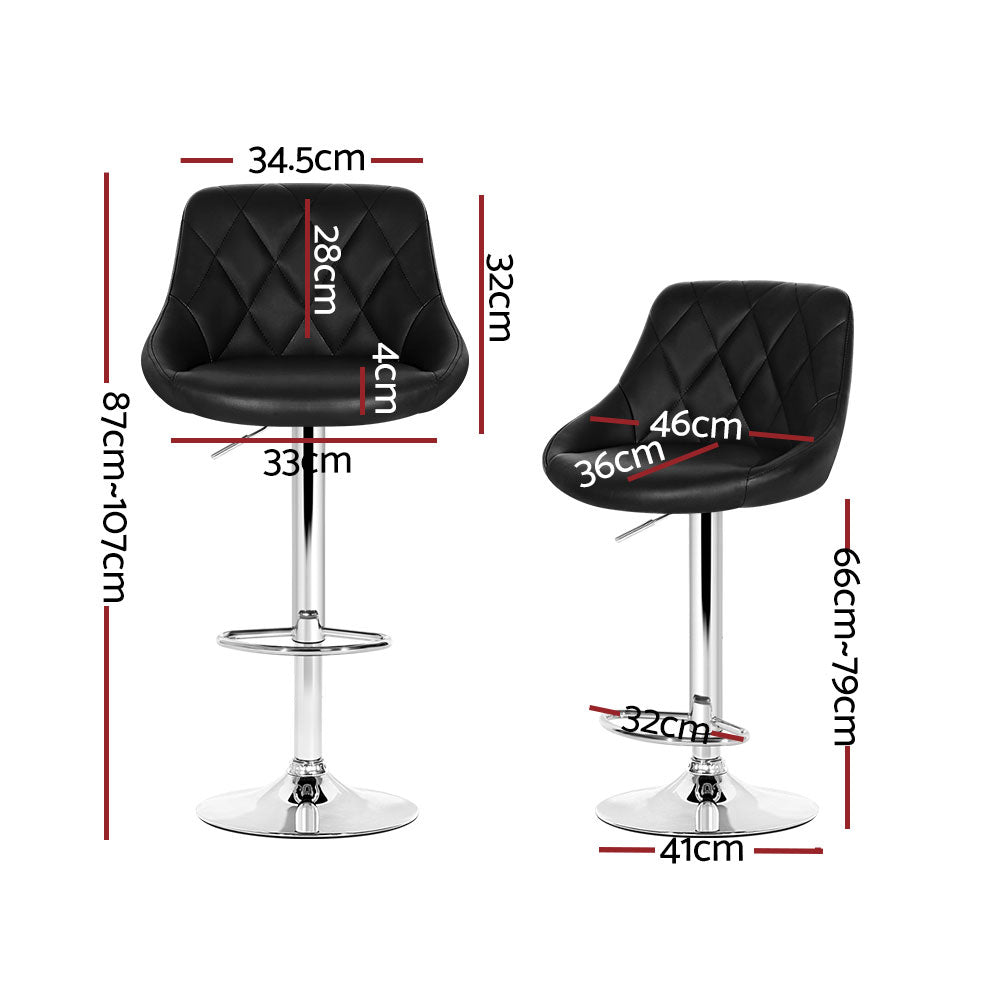 Artiss 4x Swivel Bar Stool PU Leather Gas Lift Black