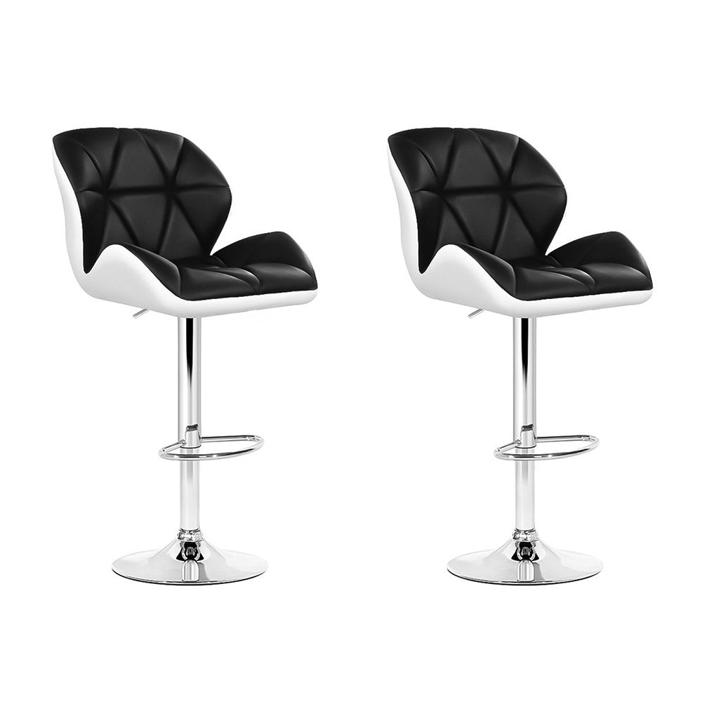 Artiss 2x Kitchen Swivel Bar Stool Leather Gas Lift Black