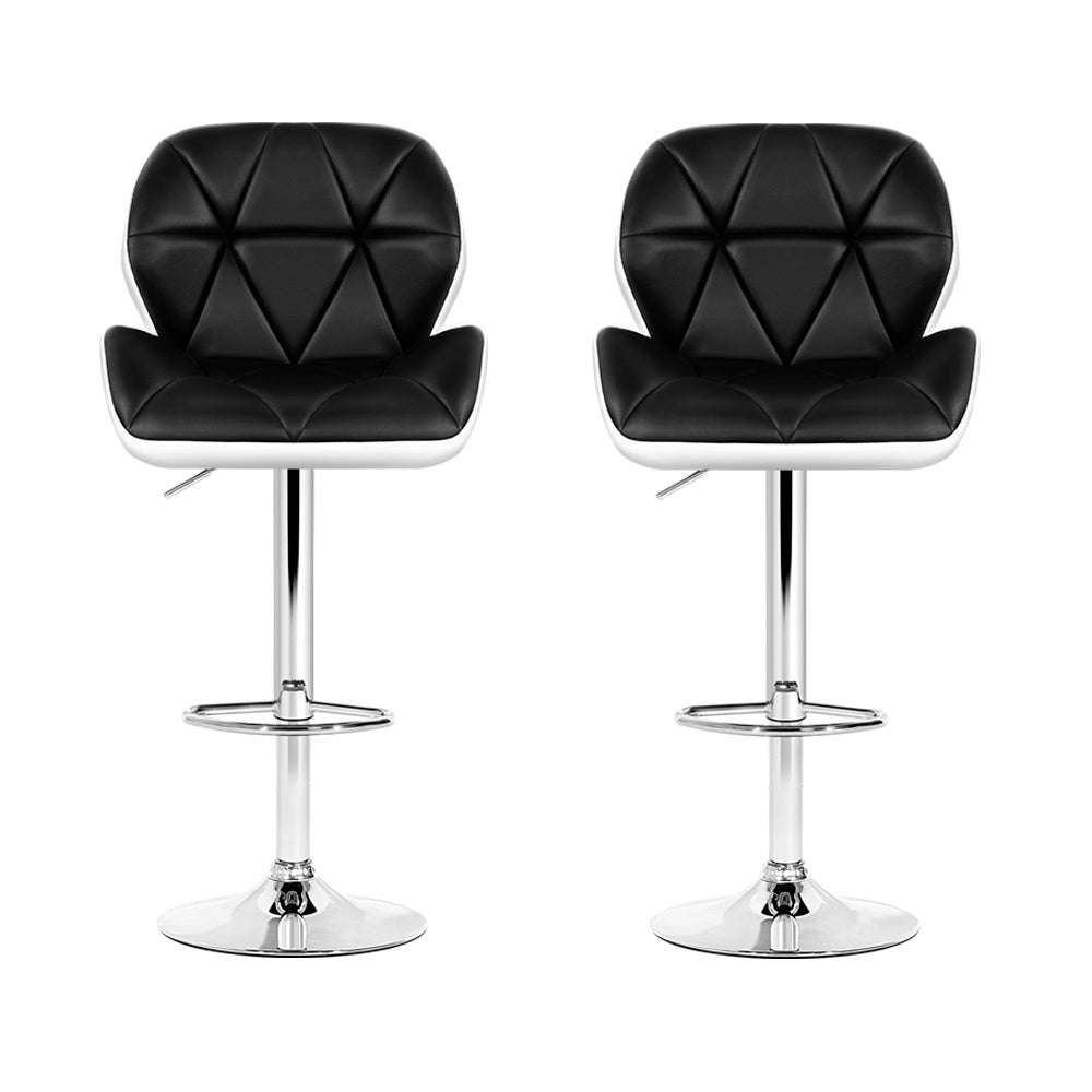 Artiss 2x Kitchen Swivel Bar Stool Leather Gas Lift Black