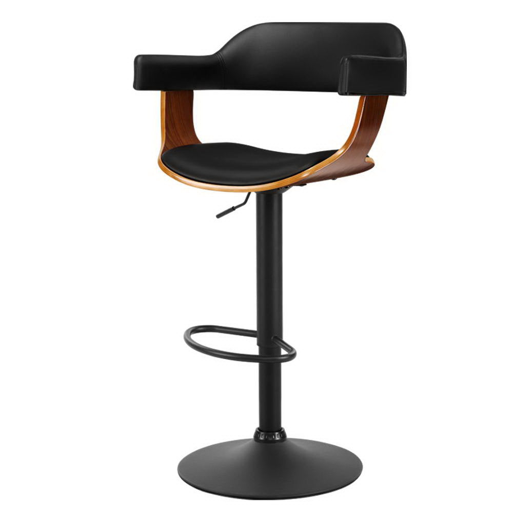 Artiss Curved Gas Lift PU Leather Bar Stool Black