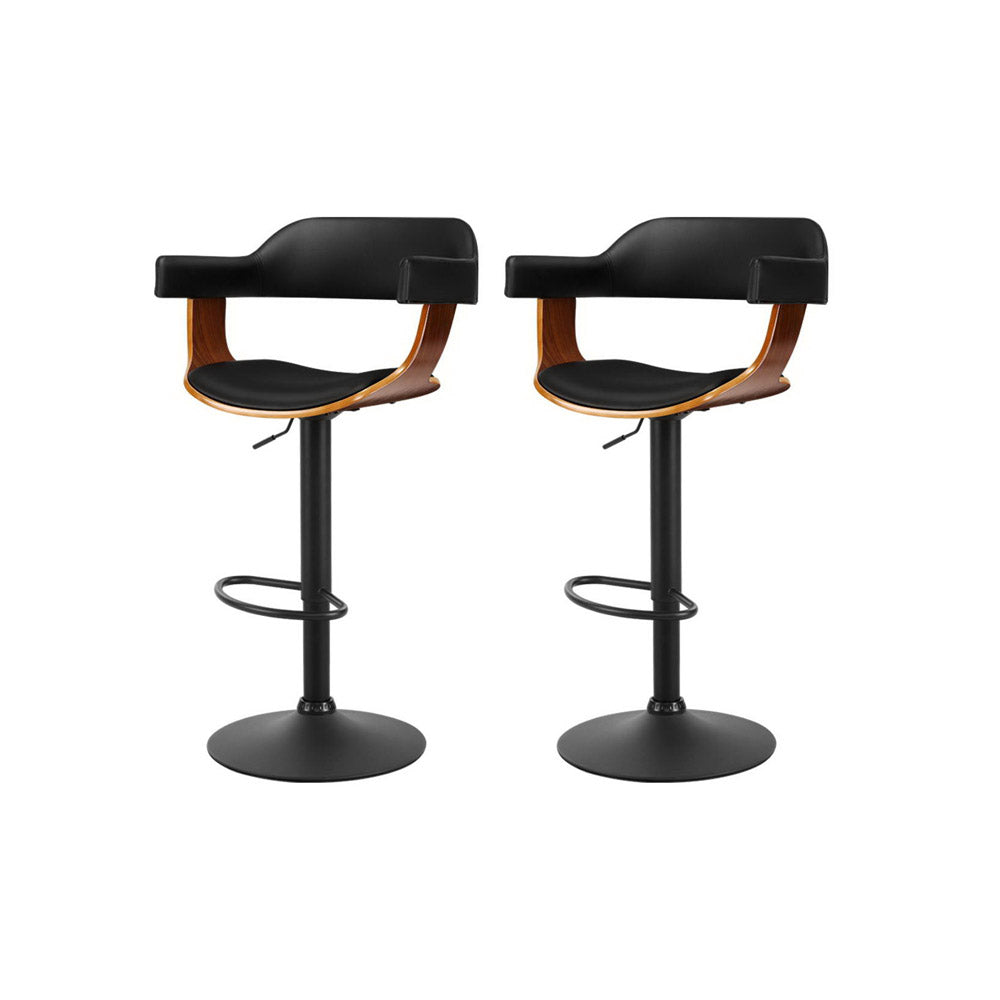 Artiss 2x Wooden Bar Stools Swivel Chairs