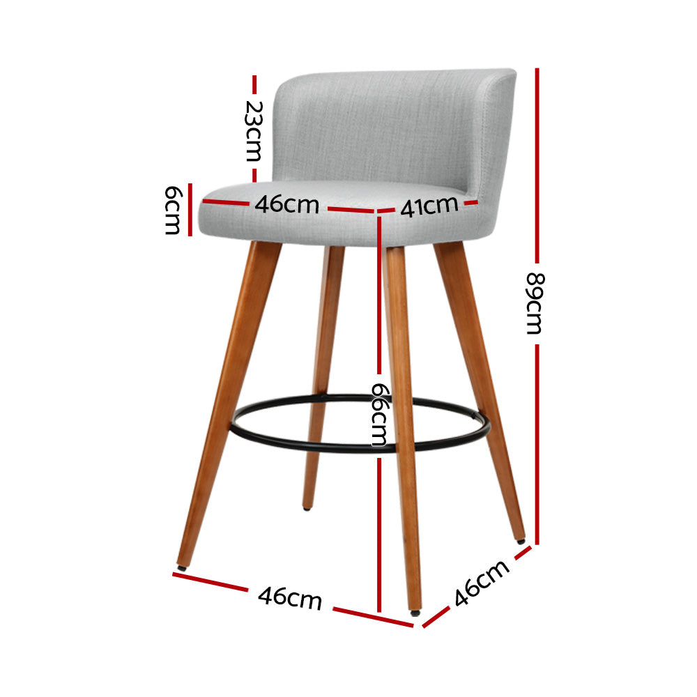 Artiss 4x Wooden Bar Stools Grey