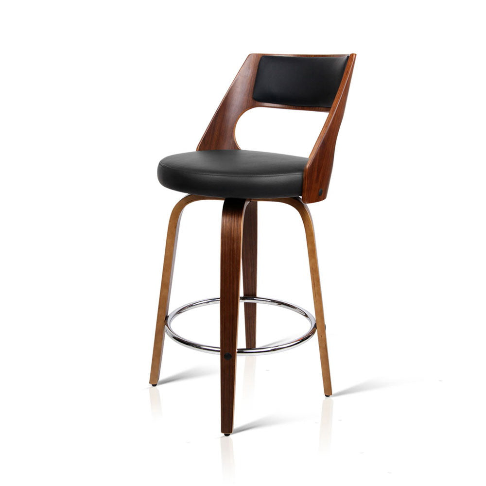 Artiss 2x Wooden Swivel Bar Stool Black