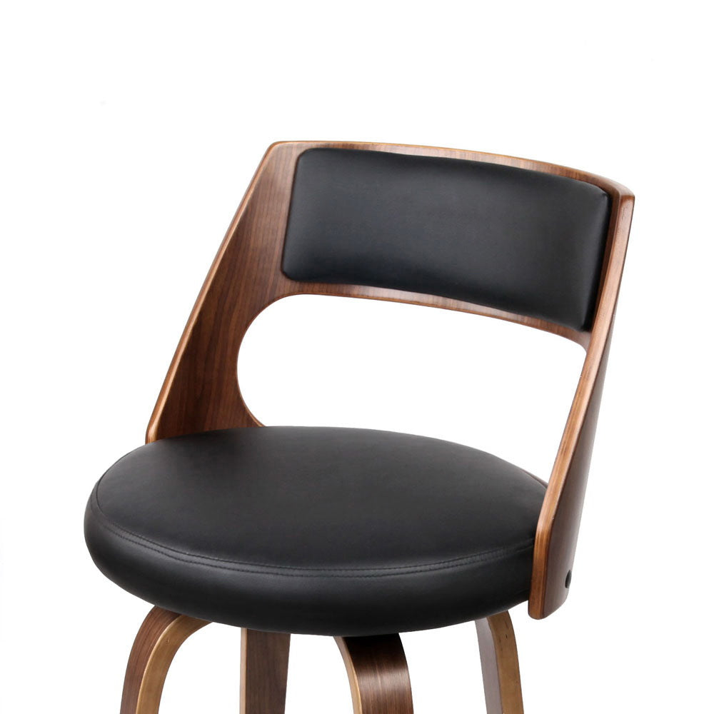 Artiss 2x Wooden Swivel Bar Stool Black