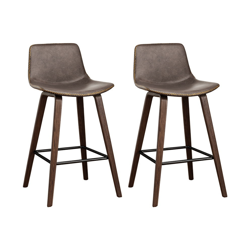 Artiss 2x Wooden Bar Stools Wood Walnut