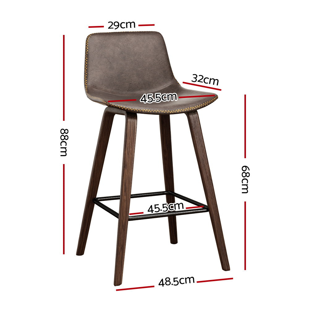 Artiss 2x Wooden Bar Stools Wood Walnut