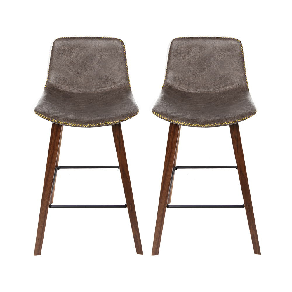 Artiss 2x Wooden Bar Stools Wood Walnut