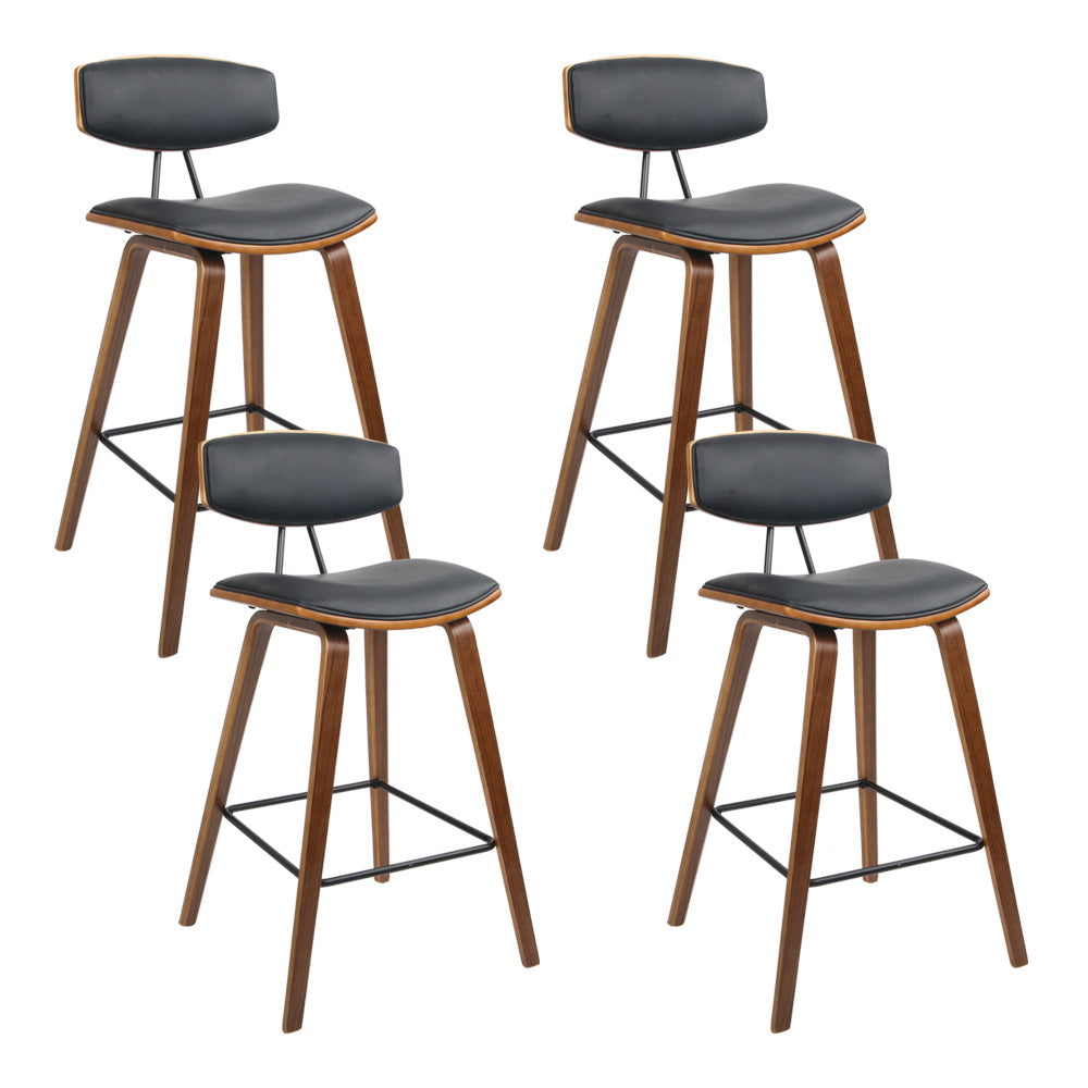 Artiss 4x PU Leather Circular Footrest Bar Stools Black