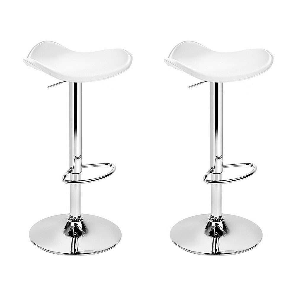 Artiss 2x Swivel Bar Stool Leather Gas Lift White