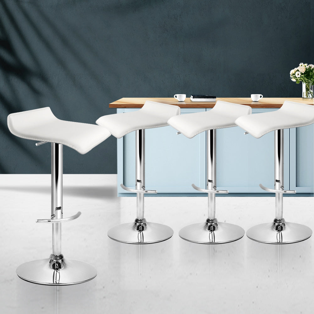 Artiss 4x SENA Swivel Bar Stool Leather Gas Lift White