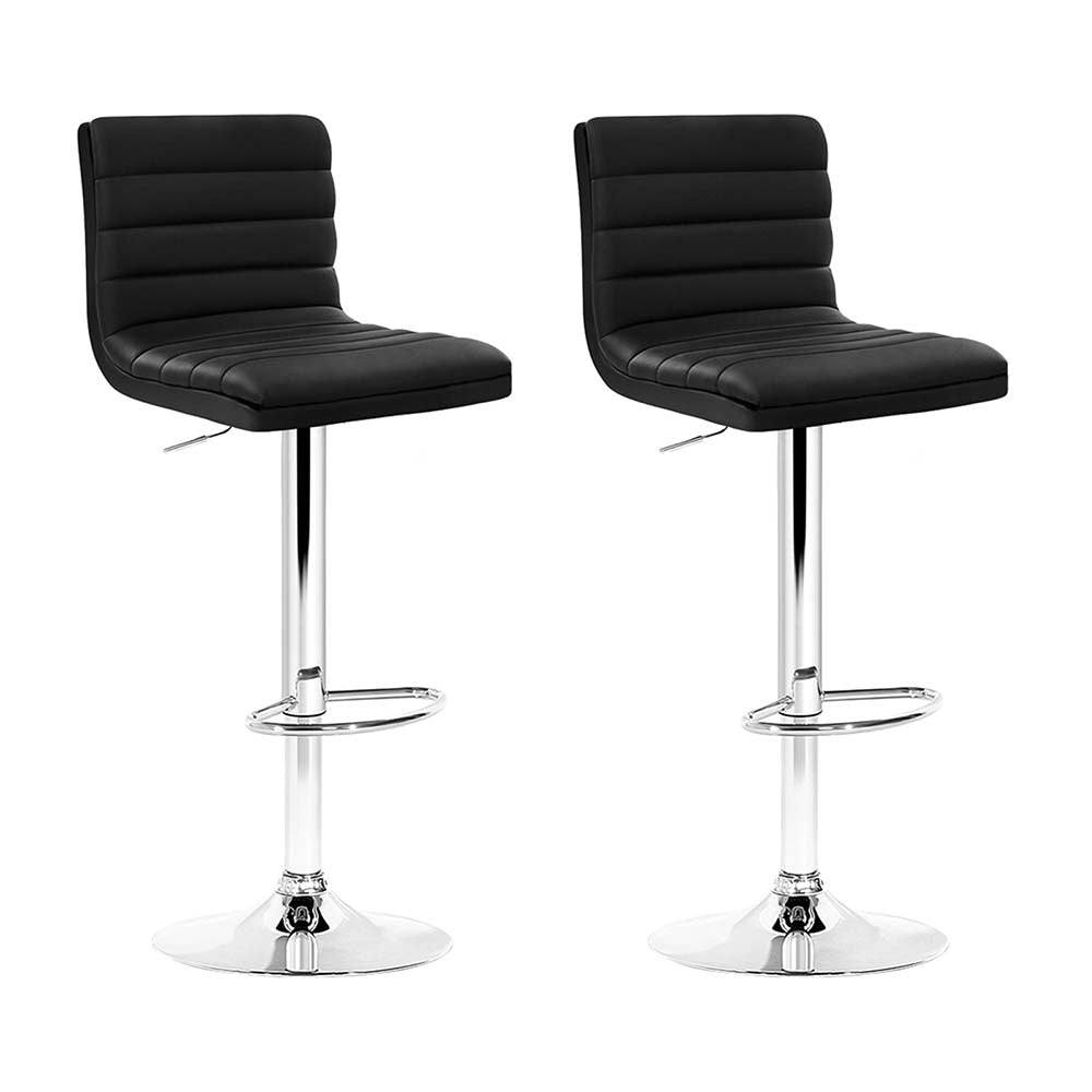 Artiss 2x Leather Gas Lift ARNE Swivel Bar Stool Black