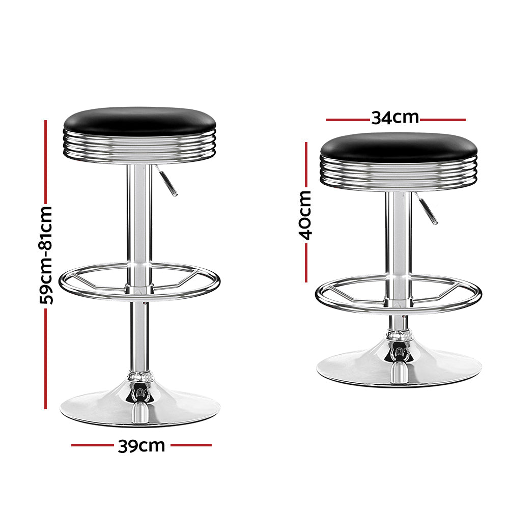 Artiss 2x Gas Lift Swivel Bar Stools Silver