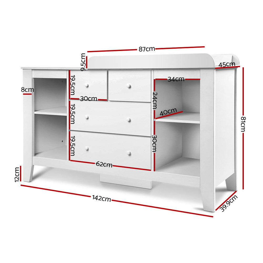 Keezi Baby Change Table Tallboy Cabinet White