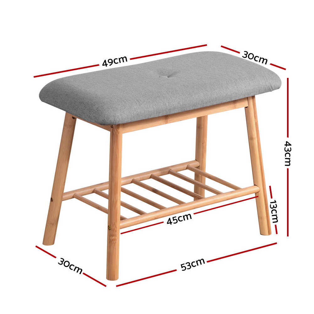 Artiss Shoe Rack Bench Storage Grey