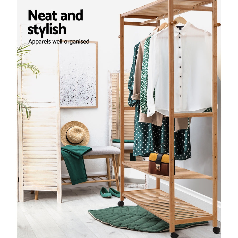 Artiss Bamboo Clothes Rack Stand
