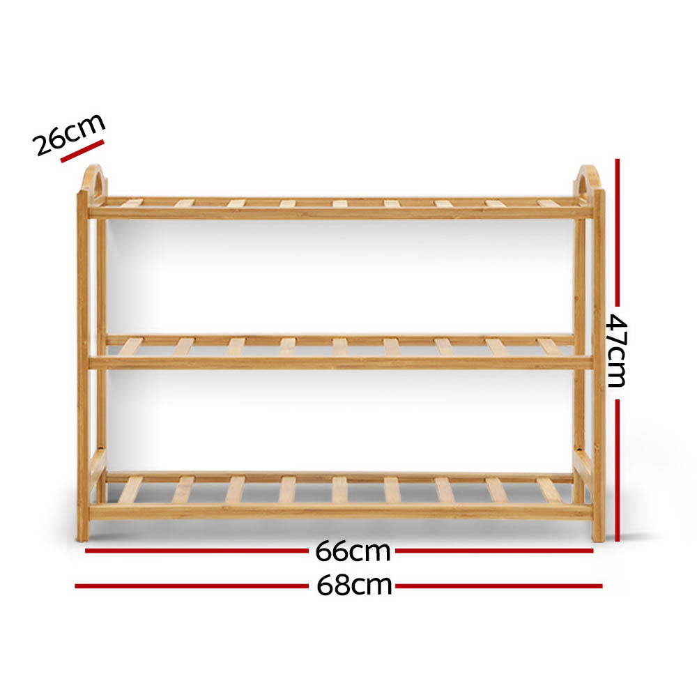 Artiss 3 Tiers Bamboo Wooden Shoe Rack