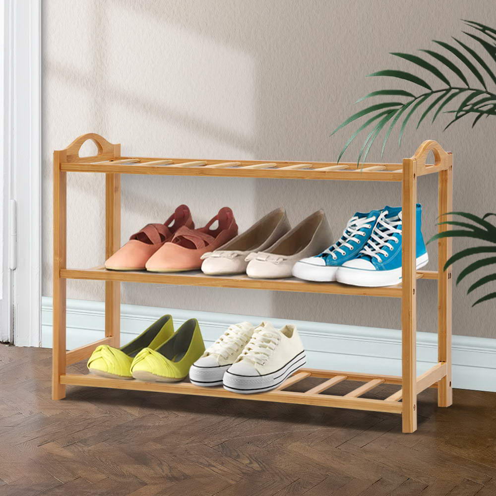 Artiss 3 Tiers Bamboo Wooden Shoe Rack