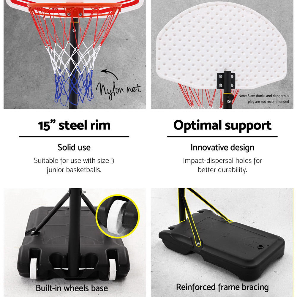 Everfit 2.1M Adjustable Portable Basketball Hoop White