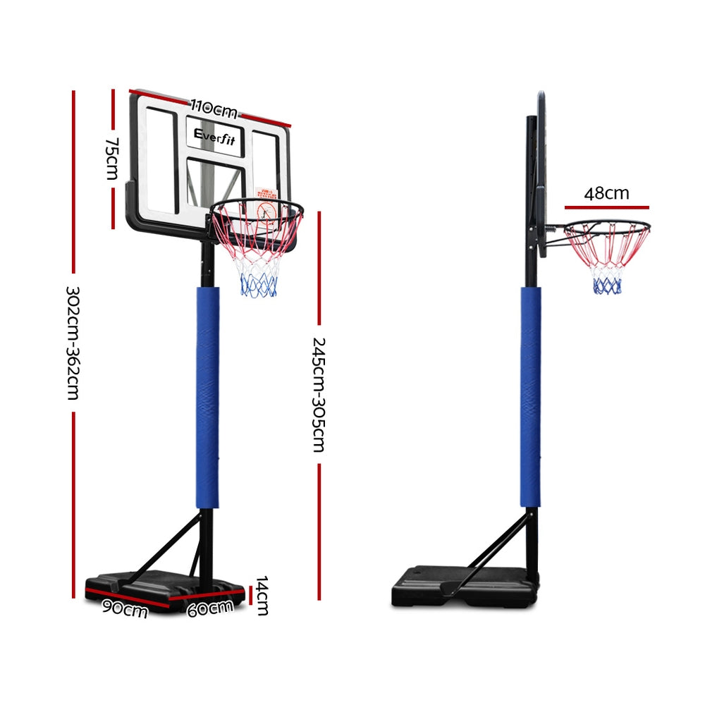 Everfit 3.05M Basketball Hoop Stand Net Ring Blue