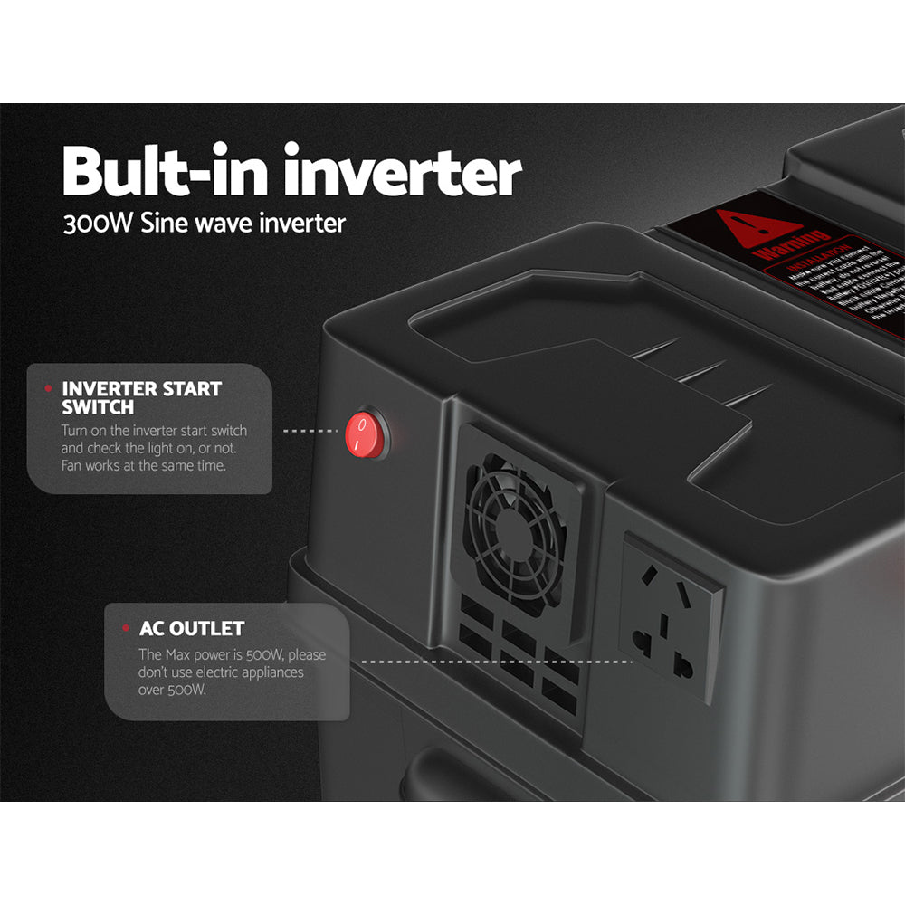 Giantz Battery Box With Inverter Deep Cycle Battery