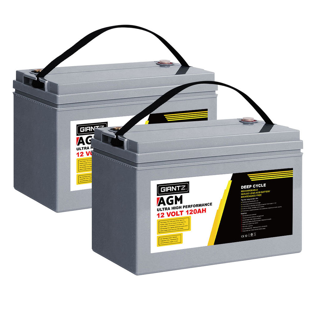 Giantz AGM Deep Cycle Battery 12V 120Ah x2