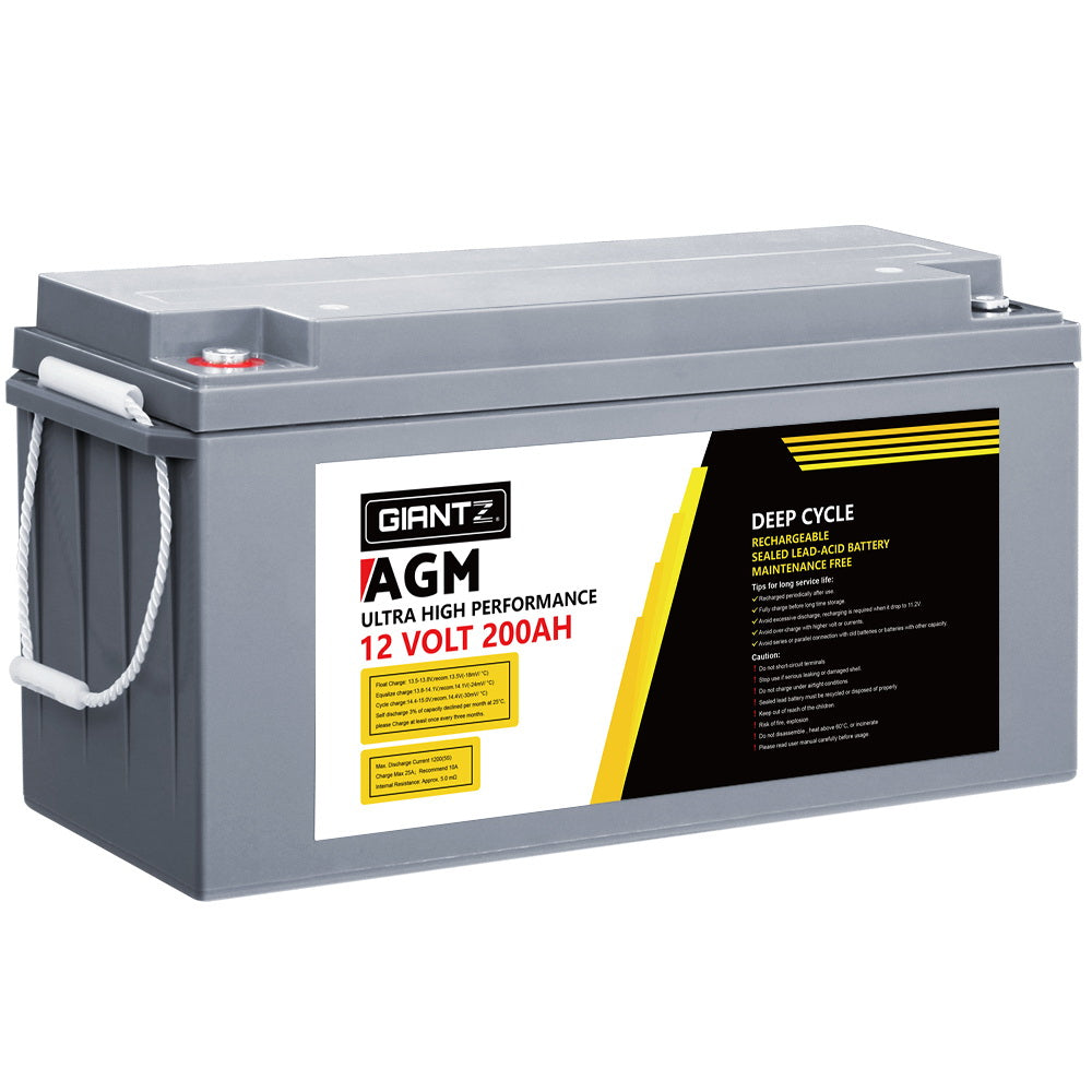 Giantz AGM Deep Cycle Battery 12V 200Ah Solar