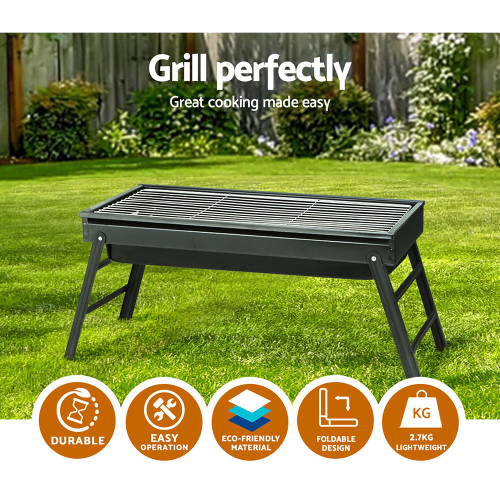 Grillz Charcoal BBQ Foldable Grill Camping Smoker