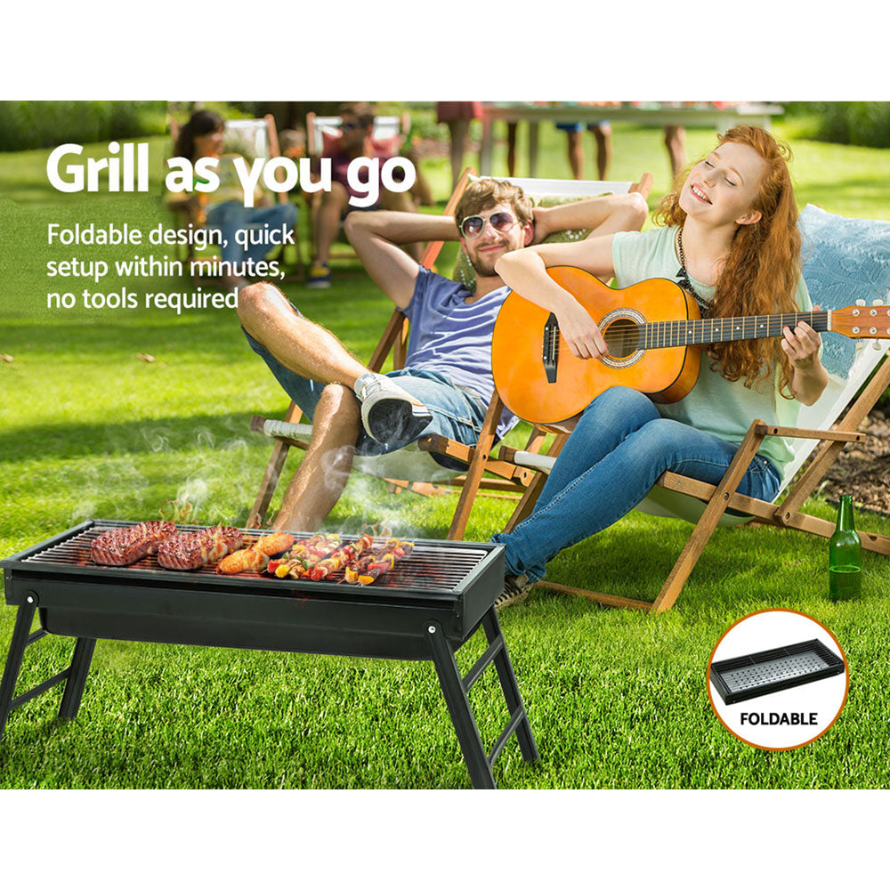 Grillz Charcoal BBQ Foldable Grill Camping Smoker