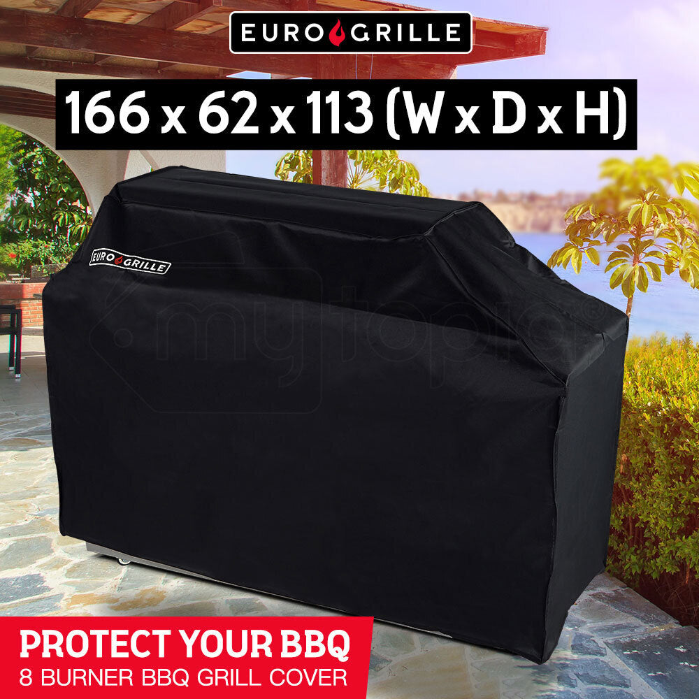 EuroGrille Cover for 8 Burner Double Hood BBQ, Black