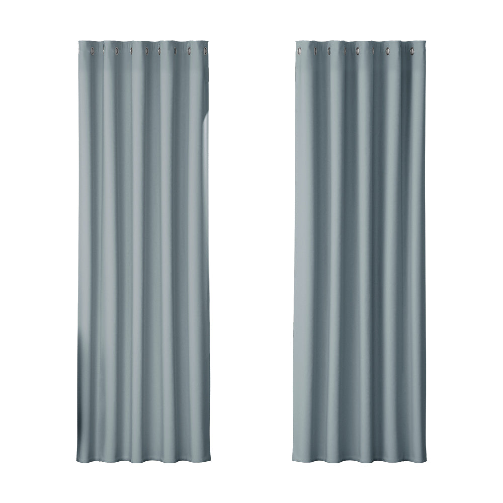 Artiss 2X Blockout Curtain Eyelet 180x213CM Grey