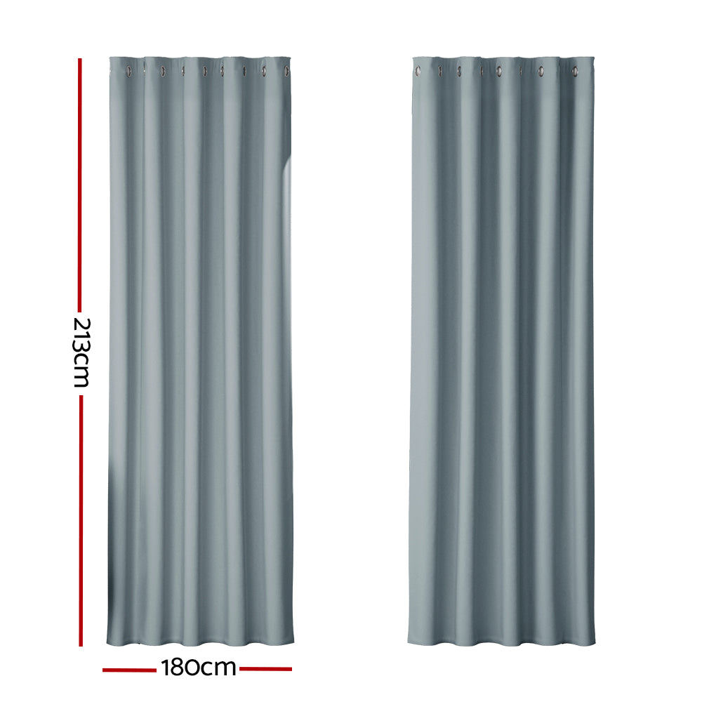 Artiss 2X Blockout Curtain Eyelet 180x213CM Grey