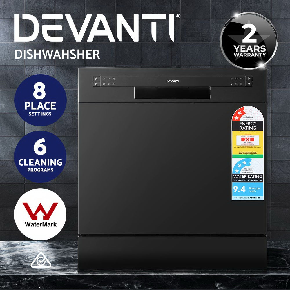 Devanti Benchtop Dishwasher 8 Place Setting Black