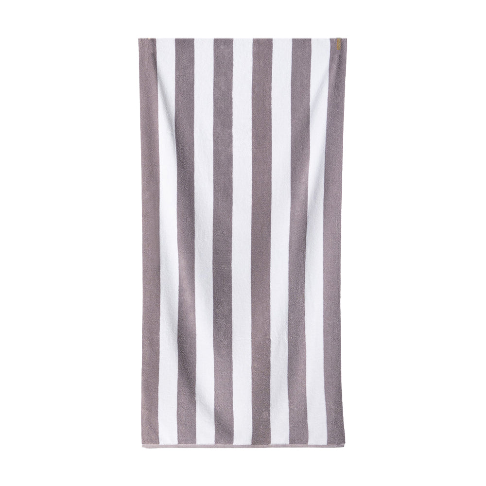 Canningvale Striped Cabana 160cm Cotton Terry Beach Towel Grey