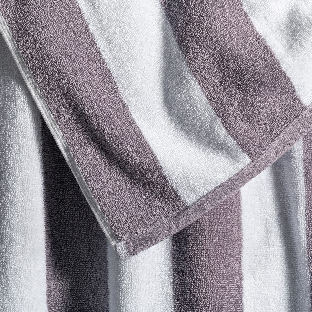 Canningvale Striped Cabana 160cm Cotton Terry Beach Towel Grey