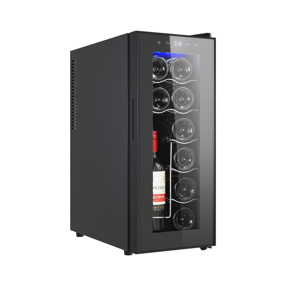 Lenoxx 12 Bottle Wine Cellar Fridge w/ Glass Door, Temperature Control &amp; Cooler