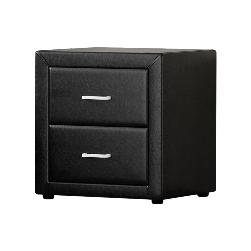 Artiss Moda PU Leather Bedside Table Black