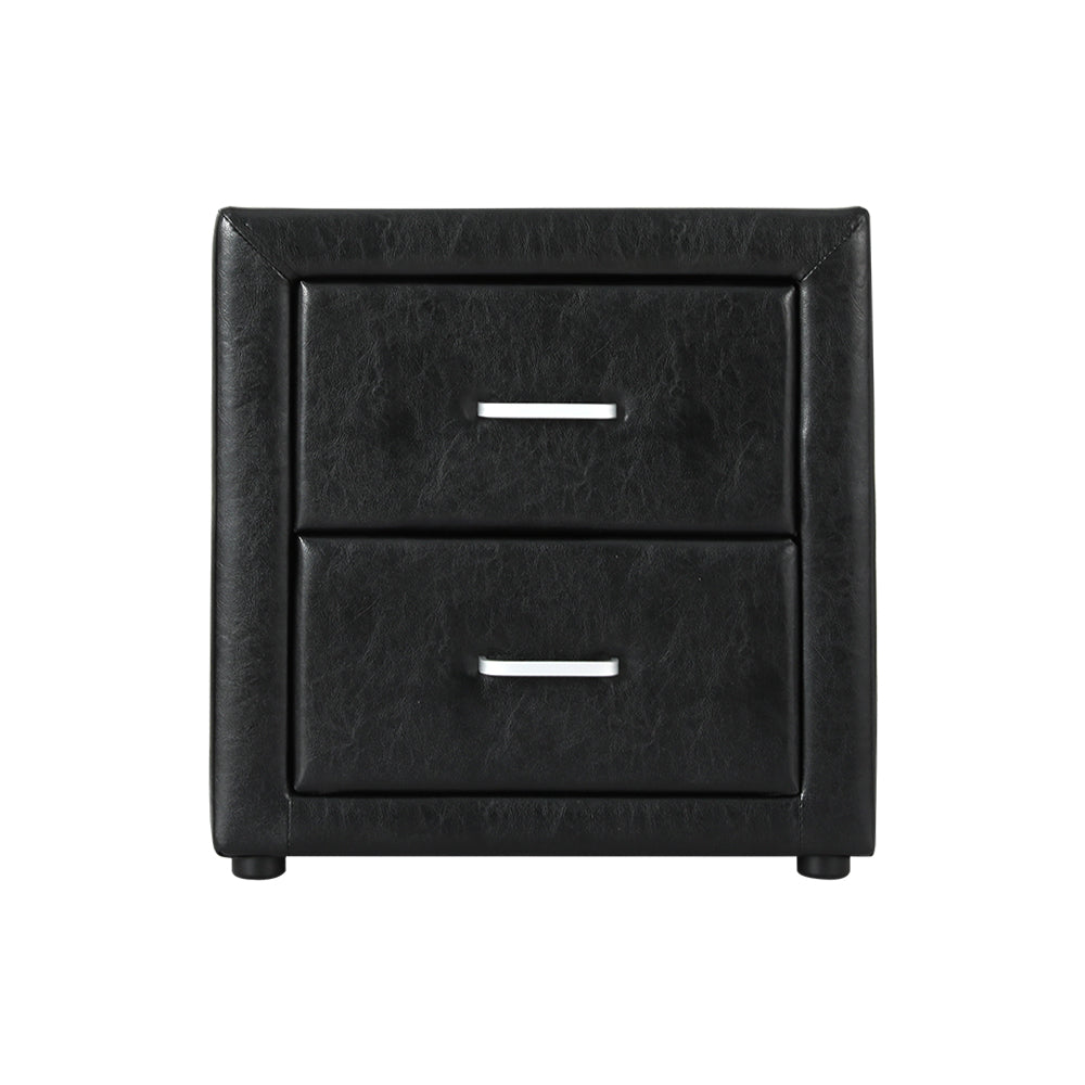 Artiss Moda PU Leather Bedside Table Black