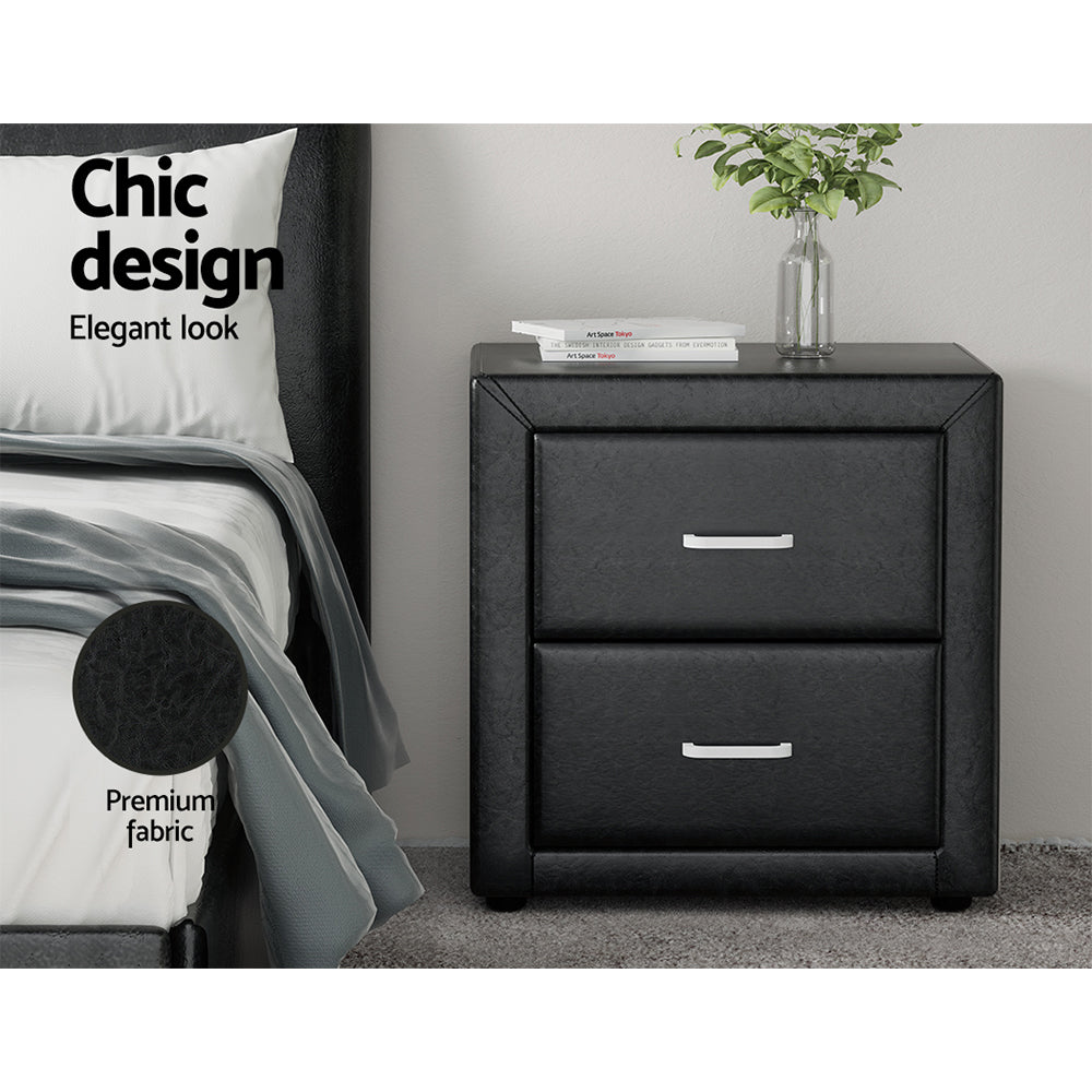 Artiss Moda PU Leather Bedside Table Black